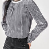 Long-sleeved velvet shirt