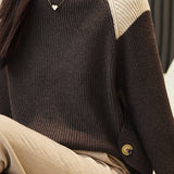 Color-blocked half-turtleneck knitted sweater