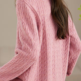 Shirt collar cable-knit cardigan