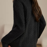 Shirt collar cable-knit cardigan