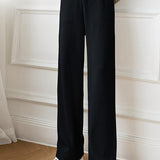 High-waisted straight casual pants