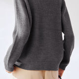 Lapel color-blocked knitted sweater