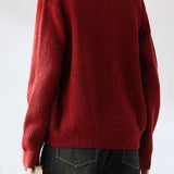 Lapel color-blocked knitted sweater