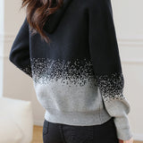 Loose hooded pullover knitted sweater