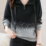 Loose hooded pullover knitted sweater