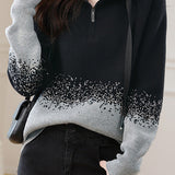 Loose hooded pullover knitted sweater