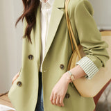 Striped spliced suit jacket