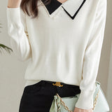 Doll-collar casual long-sleeved knitted sweater