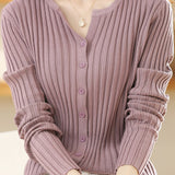 Round-neck knitted cardigan