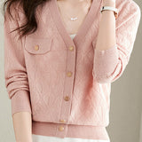 V-neck knitted cardigan