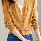 V-neck knitted cardigan