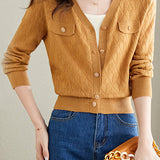 V-neck knitted cardigan