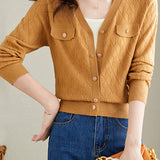 V-neck knitted cardigan