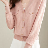 V-neck knitted cardigan