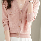 V-neck knitted cardigan