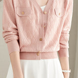 V-neck knitted cardigan