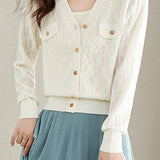 V-neck knitted cardigan