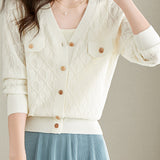 V-neck knitted cardigan