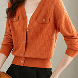 V-neck knitted cardigan