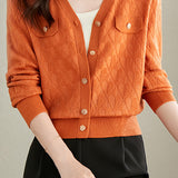 V-neck knitted cardigan