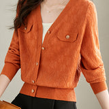 V-neck knitted cardigan