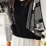 Elegant knitted spliced shirt