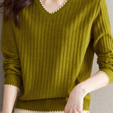 V-neck versatile ribbed knitwear