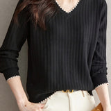 V-neck versatile ribbed knitwear