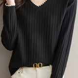 V-neck versatile ribbed knitwear