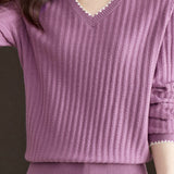 V-neck versatile ribbed knitwear