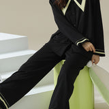 French-collar pure cotton women's loungewear set