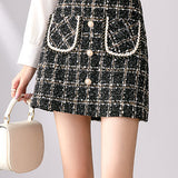 Chanel-style tweed hip skirt