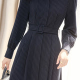 Dark blue striped dress