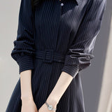 Dark blue striped dress