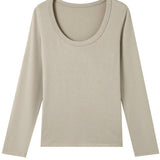 Solid-color round-neck knitted sweater