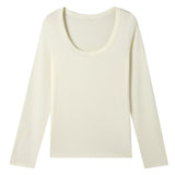 Solid-color round-neck knitted sweater