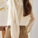 Lace V-neck solid-color shirt