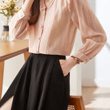 Lace V-neck solid-color shirt