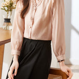 Lace V-neck solid-color shirt