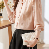 Lace V-neck solid-color shirt