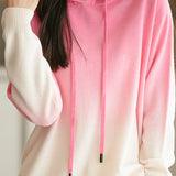 Gradient hooded knitted sweatshirt