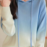 Gradient hooded knitted sweatshirt