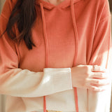 Gradient hooded knitted sweatshirt