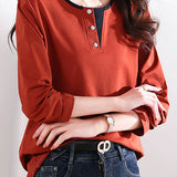 Solid-color long-sleeved T-shirt