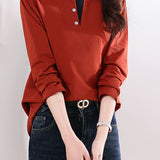 Solid-color long-sleeved T-shirt