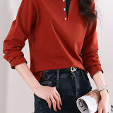 Solid-color long-sleeved T-shirt