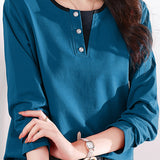 Solid-color long-sleeved T-shirt