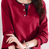 Solid-color long-sleeved T-shirt