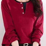 Solid-color long-sleeved T-shirt