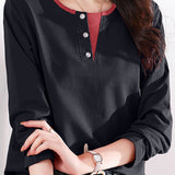 Solid-color long-sleeved T-shirt